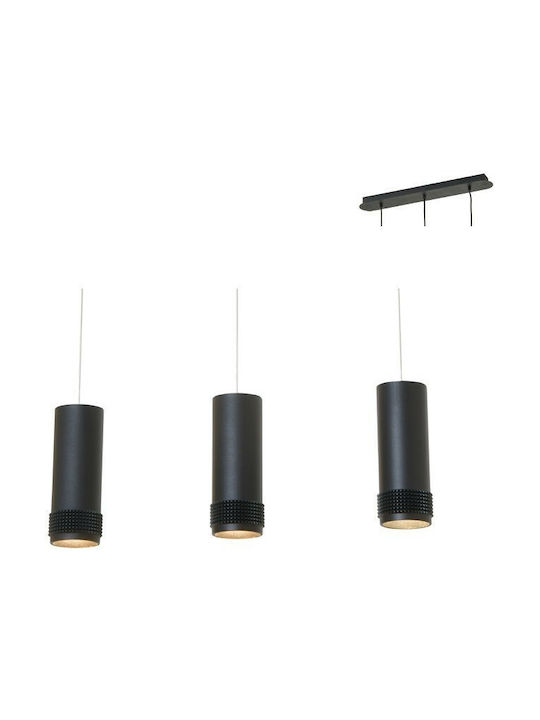 Aca Pendant Light Three-Light Rail for Socket GU10 Black