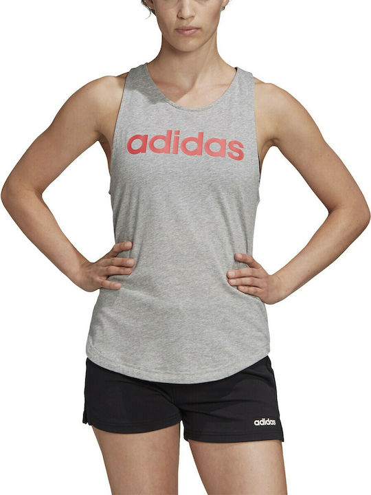 Adidas Essentials Linear Αμάνικη Γυναικεία Αθλητική Μπλούζα Γκρι
