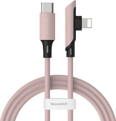 Baseus Colourful Unghi (90°) / Regulat USB-C la Cablu Lightning 18W Roz 1.2m (CATLDC-A04)