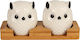 Keskor Owl Salt and Pepper Set Ceramic with Stand 2pcs