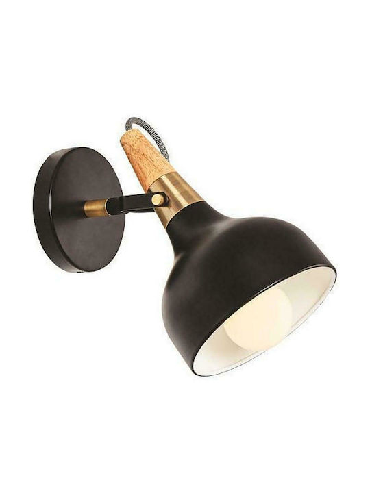 Eurolamp Vintage Wandleuchte mit Fassung E27 Schwarz Breite 15cm