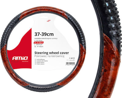 AMiO Car Steering Wheel Cover SWC-11-Μ with Diameter 37-39cm Synthetic Black