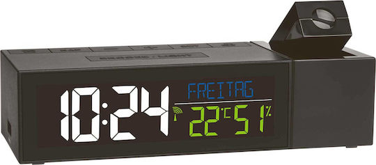 TFA Tischuhr Digital LED Kunststoff mit Wecker Schwarz 60.5014.01