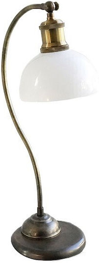 DITS Lighting Murano Glass Метална Винтидж Настолна лампа за Цокъл E27 с Бял Абажур и Златист Основа
