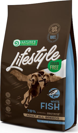 Nature's Protection Lifestyle White Fish 10kg Dry Food Grain-Free for Adult Dogs with Fish