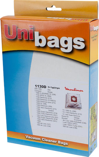 Unibags 1130D Staubsaugerbeutel 5Stück Kompatibel mit Staubsauger Moulinex