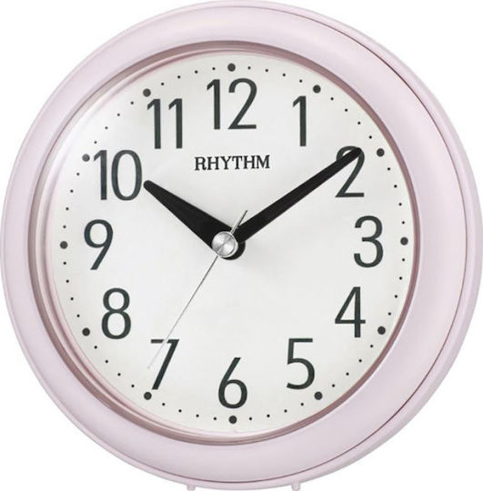 Rhythm Ρολόι Τοίχου Πλαστικό Ροζ Ø11.8cm