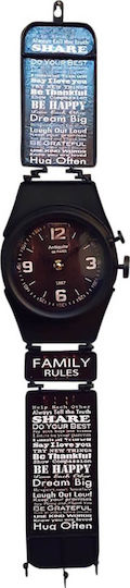 SP Souliotis Antikes Wanduhr Metallisch Schwarz 18x80cm
