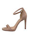 Sante Platform Women's Sandals with Ankle Strap Beige with Thin High Heel