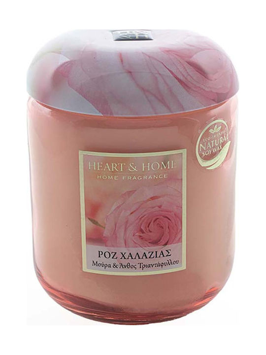 Heart & Home Duftendes Sojakerze Gefäß mit Duft Rosa Quarz Pink 340gr 1Stück