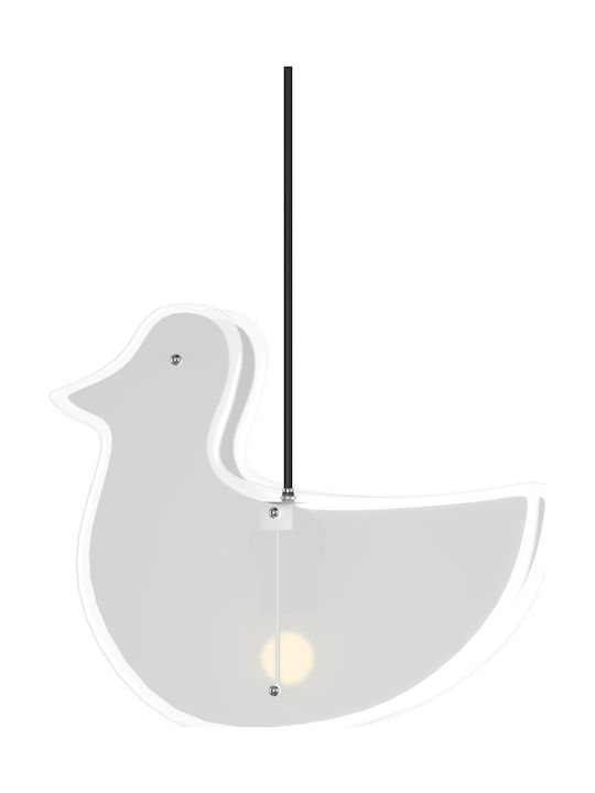 Alphab2b Παπάκι Single Bulb Kids Lighting Pendant of Glass 40W with Drive Size E27 In White Colour