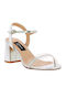 IQ Shoes Women's Sandals Transparent Y5672 with Ankle Strap Silver with Chunky High Heel