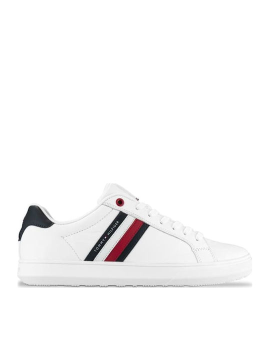Tommy Hilfiger Essential Leather Cupsole Trainers Ανδρικά Sneakers Λευκά