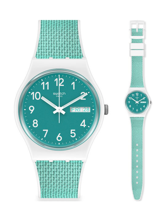 Swatch Watch with Turquoise Rubber Strap