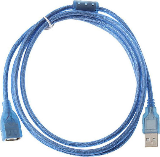 USB 2.0 Кабел USB-A мъжки - USB-A женски Син 1.5м 400300370