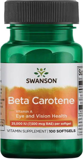Swanson Beta Carotene Vitamin A Vitamin für die Haare, die Haut & Antioxidative Wirkung 25000iu 100 Softgels