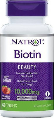 Natrol Biotin 10000mcg Căpșună 60 file