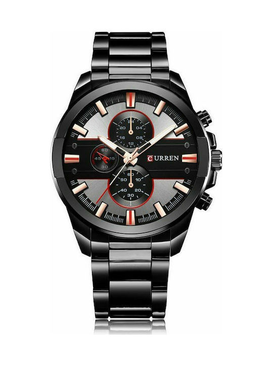 Curren Watch Chronograph Battery with Black Metal Bracelet