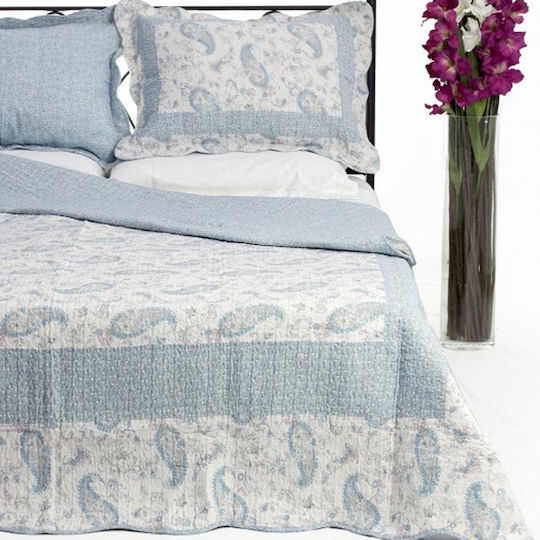 Silk Fashion 515 Σετ Κουβερλί Μονό Βαμβακερό Γαλάζιο 160x220cm 2τμχ