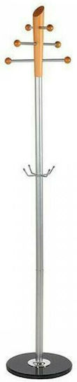 M&T Displays Freestanding Coat Rack Metallic Chrome 35x35x184cm
