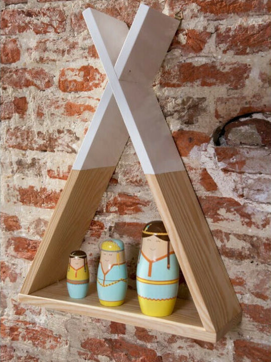 Childhome Kids Shelf Tipi Wall Mount Beige 32x12x47cm