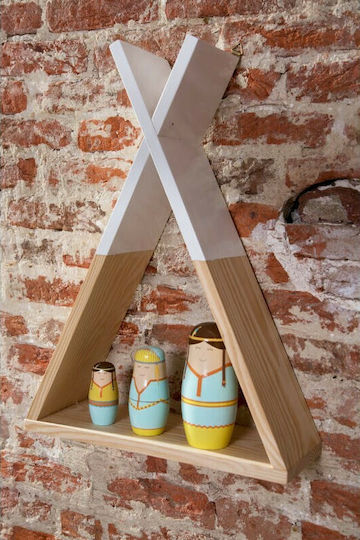Детски Рафт Tipi За Стена Бежов 32x12x47см