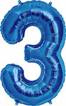 Balloon 100 cm Blue Number 3