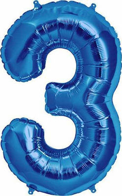 Balloon 100 cm Blue Number 3