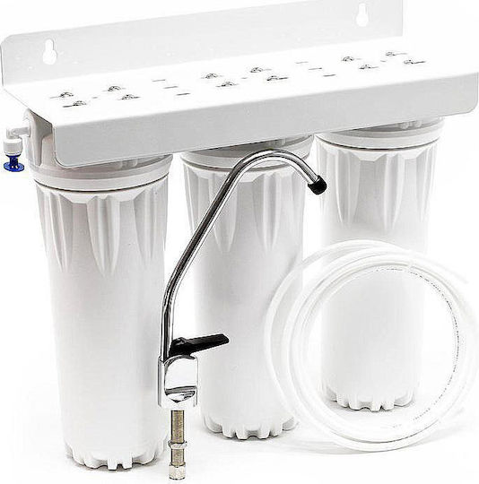 QWaterFilters 3-Stage Under Sink / Central Supply Water Filter System UC3 with Faucet , 1/4'' Inlet/Outlet,
