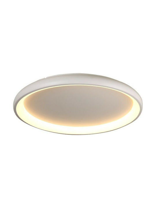 Aca Μοντέρνα Μεταλλική Πλαφονιέρα Οροφής με Ενσωματωμένο LED σε Λευκό χρώμα 81cm