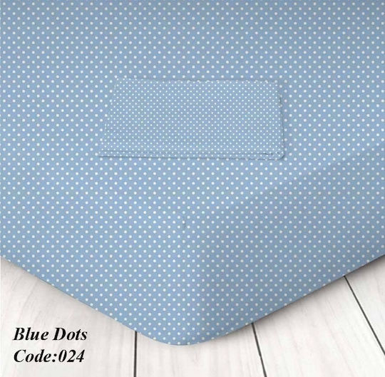 Marwa Sheet for Single Bed with Elastic 100x200+25cm. 024 Blue polka dots