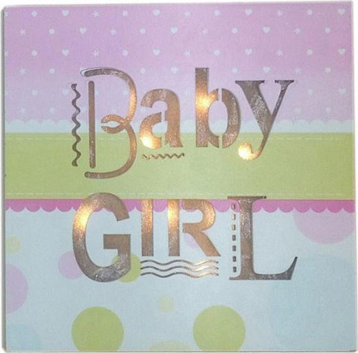 Etoile Tablou Copilăresc Baby Girl din Lemn cu Iluminare