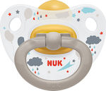 Nuk Ορθοδοντική Πιπίλα Καουτσούκ για 0-6 μηνών Happy Kids με Θήκη Clouds Grey