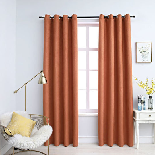 vidaXL Set of Blackout Curtains with Grommets Orange 140x245cm