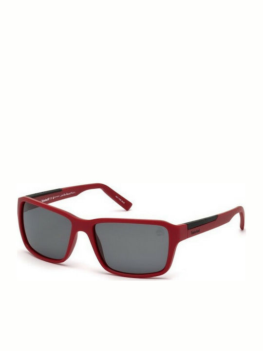 Timberland Men's Sunglasses with Red Plastic Frame and Gray Polarized Lens TB9155-67D