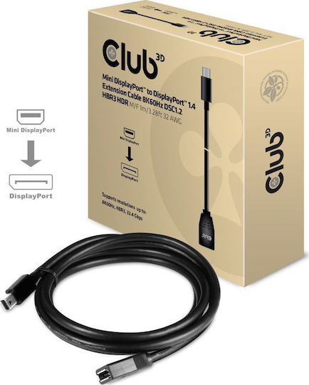 Club3D Cable DisplayPort male - mini DisplayPort female 1m Μαύρο (CAC-1121)