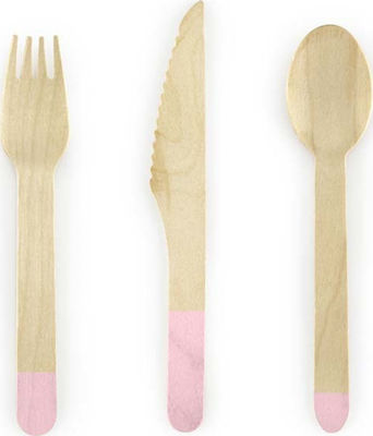 Holzbesteck-Set in Pink (18-teilig)