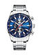 Curren Men's Watch 47mm Chronograph Battery with Metal Bracelet Navy/Silver
