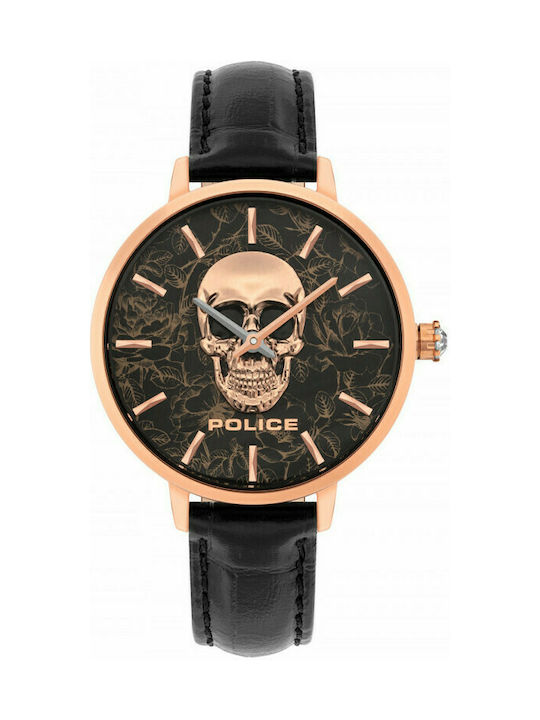 Police Miona Watch with Black Leather Strap