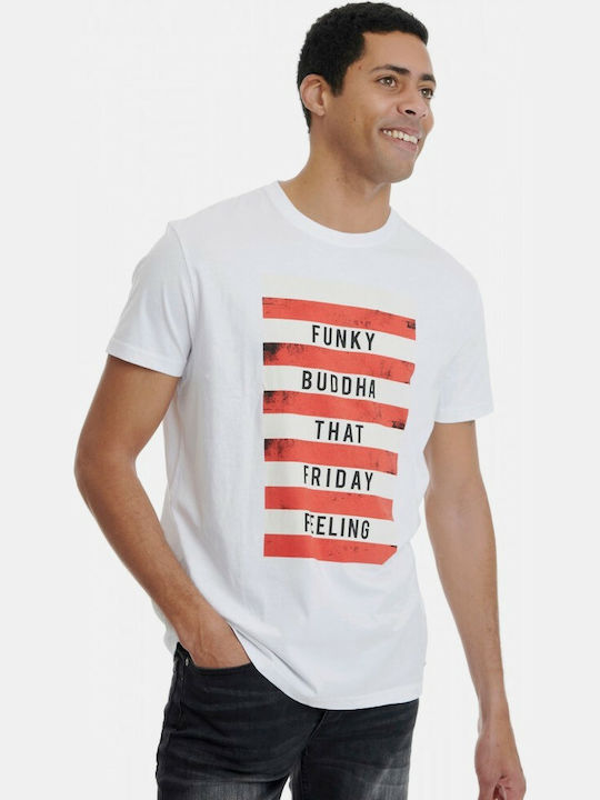 Funky Buddha Ανδρικό T-shirt Λευκό Με Στάμπα