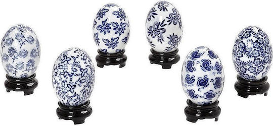 Espiel Easter Egg Porcelain Easter Egg Porcelain 5.3x8.2pcs Set of 6pcs in Blue color