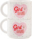 Sass & Belle Girl Gang Ceramic Cup White 2pcs