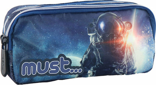 Must Spaceman Pencil Case with 2 Compartments Blue