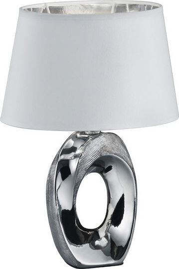Trio Lighting Taba Κεραμικό Πορτατίφ για Ντουί E14 με Ασημί Καπέλο και Βάση