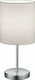 Trio Lighting Jerry Metal Table Lamp for Socket E14 with White Shade and Silver Base