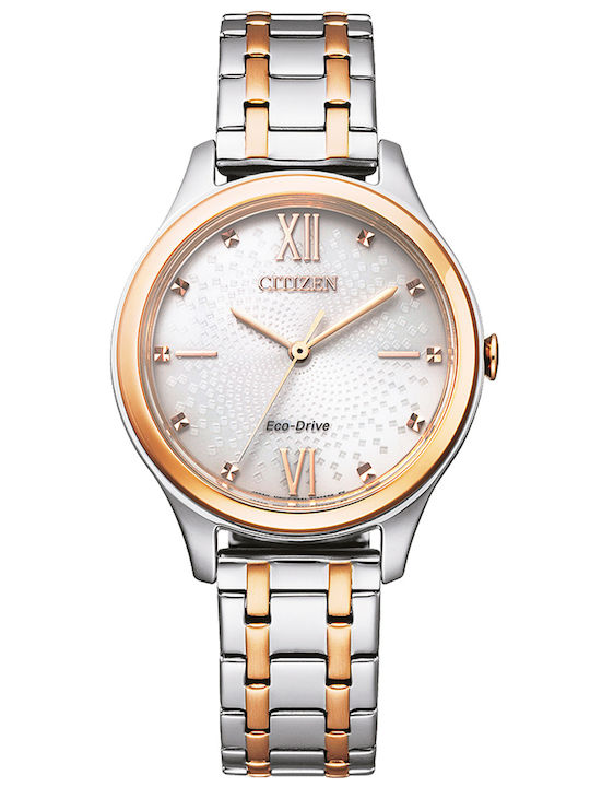Citizen Eco-Drive Elegant Collection Γυναικείο Ρολόι 30mm Μπαταρίας με Ασημί Μεταλλικό Μπρασελέ