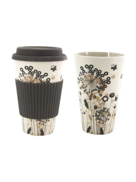 Bamboo Cup with Lid Gray 400ml