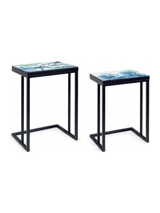 Reef Rectangular Wooden Zigon Tables Blue L45.5xW33xH62.5cm