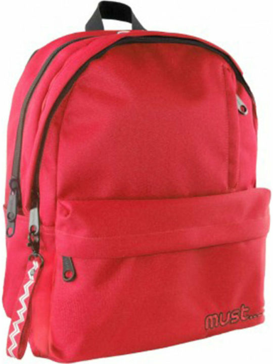 Must Monochrome Rpet Double Red School Bag Backpack Junior High-High School in Red color 25lt