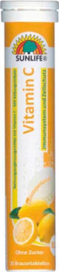 Sunlife Vitamins Vitamin C Πολυβιταμίνη για Ενέργεια, Ενίσχυση του Ανοσοποιητικού & Αντιοξειδωτική δράση Λεμόνι 20 αναβράζοντα δισκία